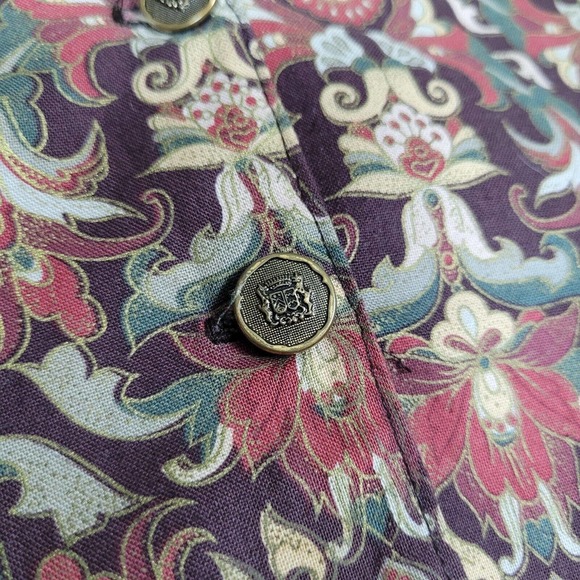 [SOLD]Brown Vest W Large Paisley Floral Burgundy Gold Fall Bohemian Boho Hippie - Picture 3 of 4